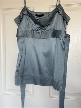 BCBGMaxAzria Satin Cowl Neck Camisole in Steel Blue